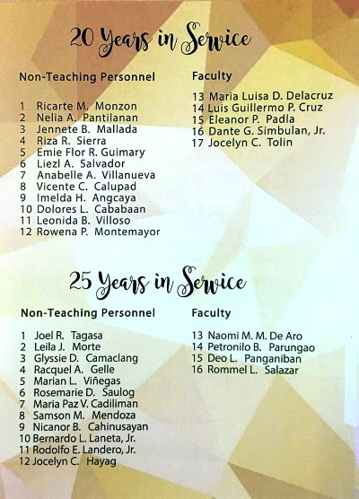 Annual recognition awardees 20 and 25 years in service