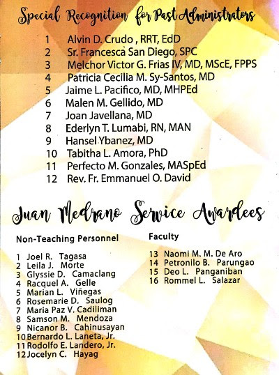 Annual recognition awardees Juan Medrano Service Awardees