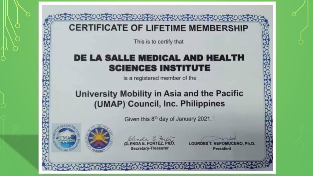 DLSMHSI is now a lifetime member of UMAP Council, Inc. Philippines